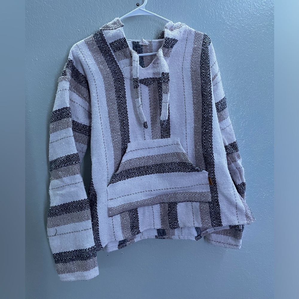 Mexican hooded poncho Baja hood
